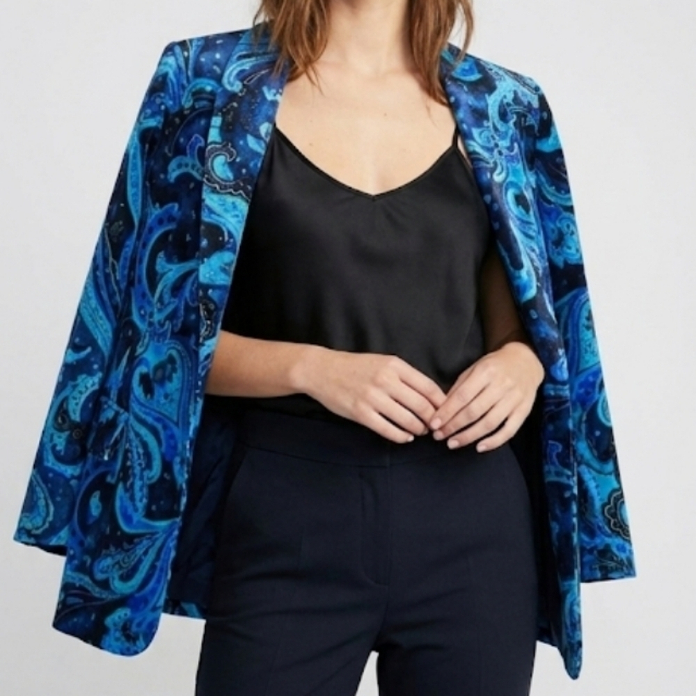 Vibrant Blue Paisley Blazer BFA Classics size 14